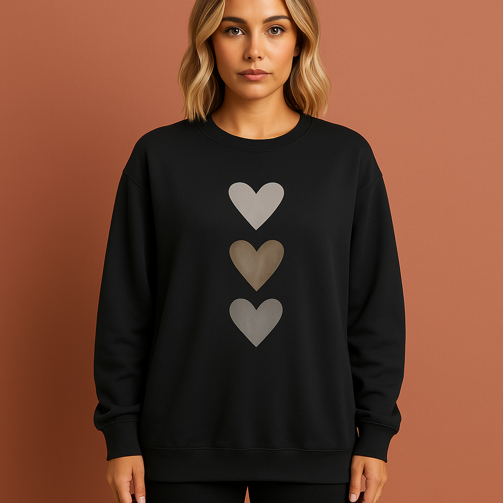 Oversized sweatshirt dress with heart print for women | Fem