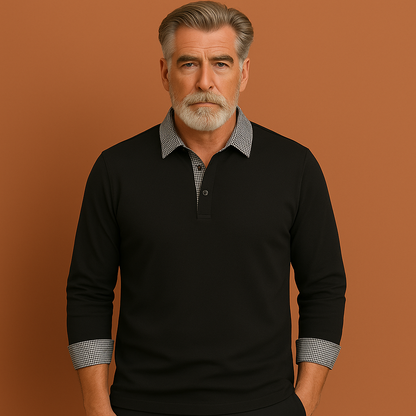 Long Sleeve Polo with Contrasting Details for Men | Diederik