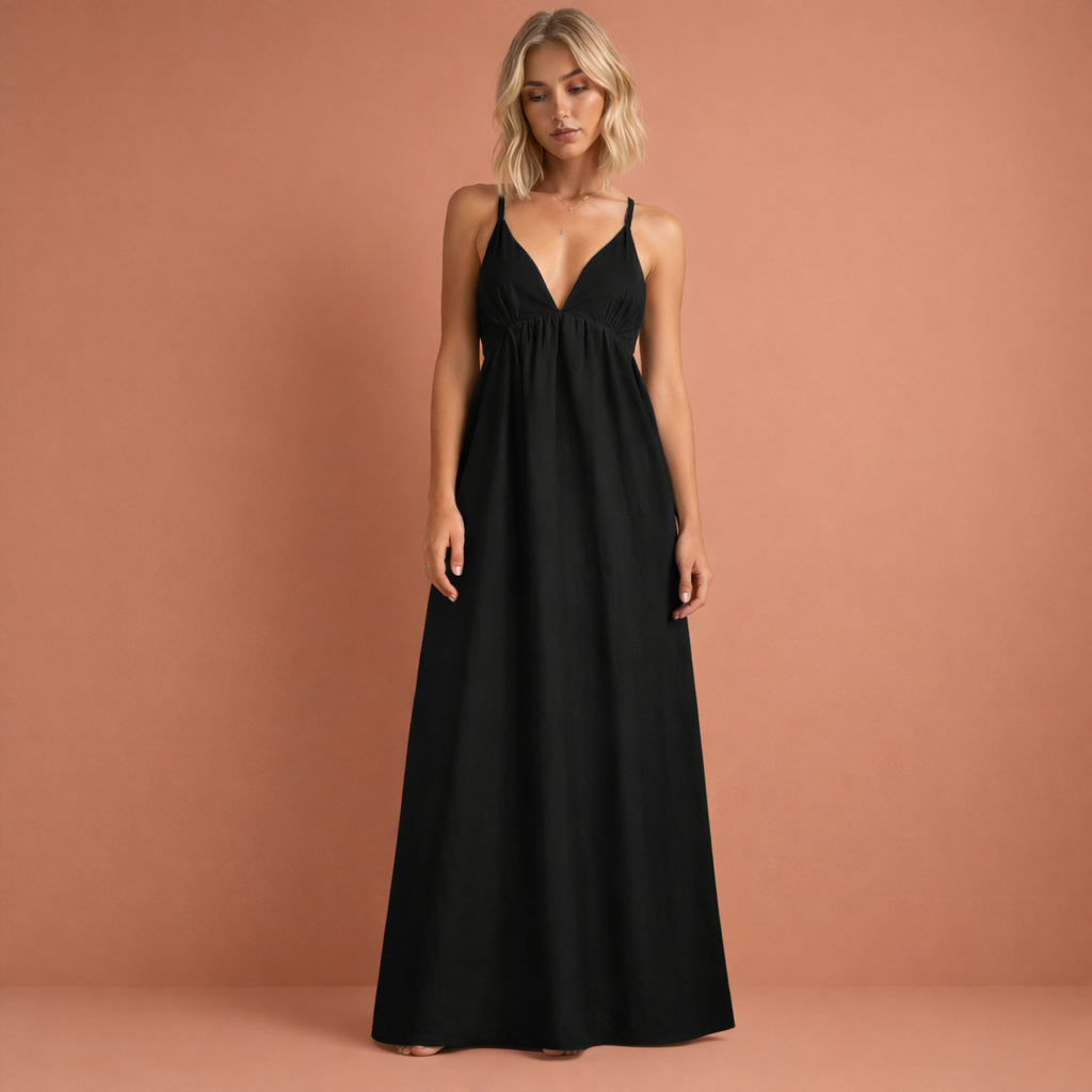 Backless maxi dress with cut-out for women | Rosy