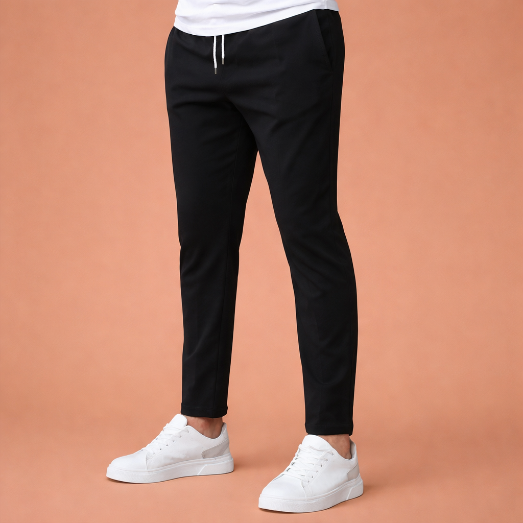 Slim-fit men's trousers with elastic waistband and drawstring for men | Maurits