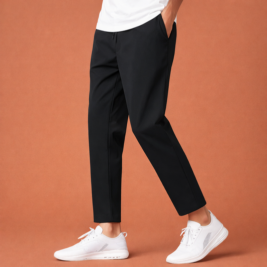 Slim-fit men's trousers with elastic waistband and side pockets for men | Daaniel