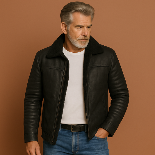 Stylish Leather Winter Coat for Men | Hessel