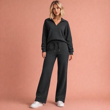 Stylish two-piece set for women with V-neck top | Zelda